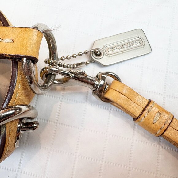 Coach Y2K Signature Logo Monogram Canvas Leather Tan Shoulder Bag Tassel #9363 - Picture 16 of 16